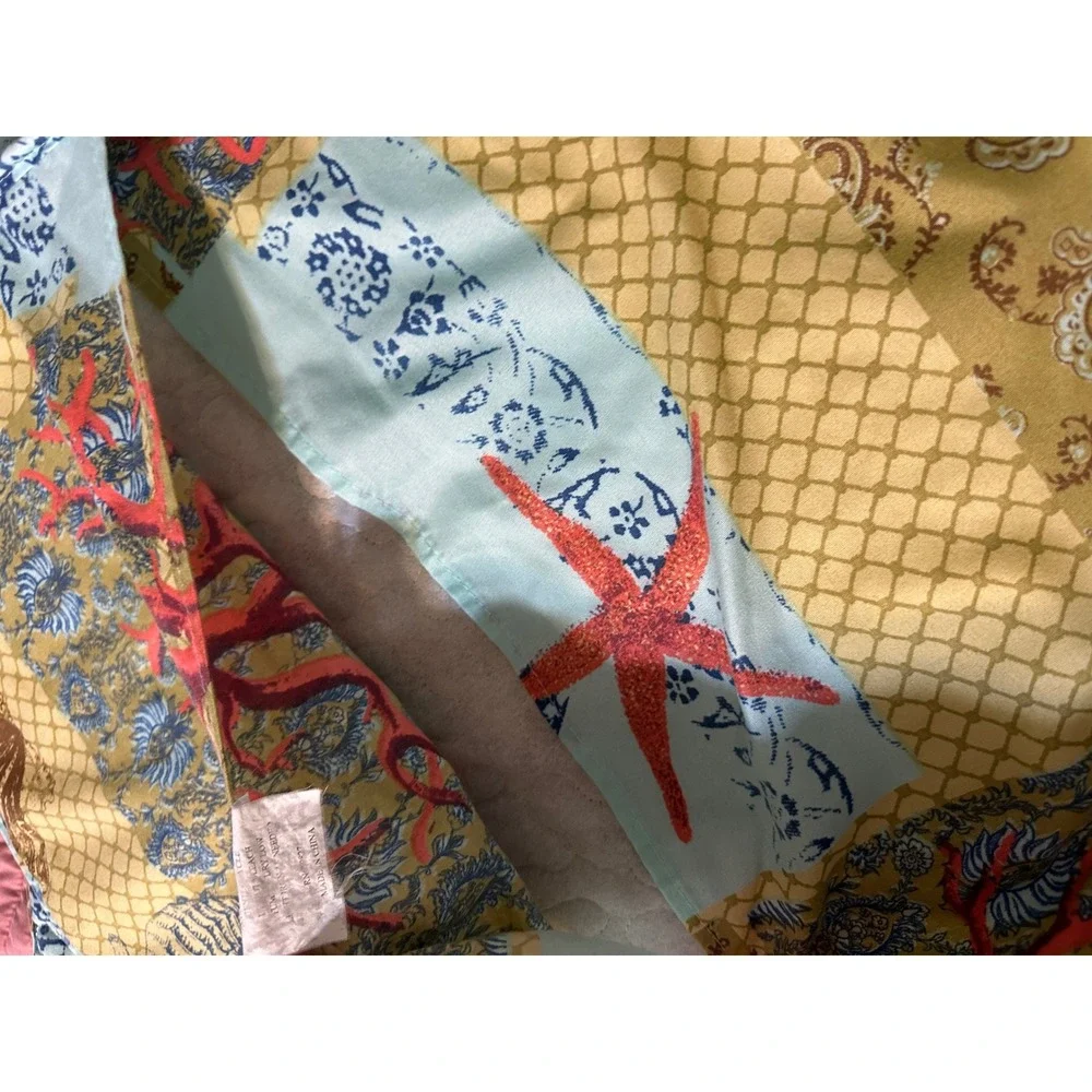 Nautical Beach Quilted Patchwork Accent Pillow sham‎ Coastal Anchor Seahorse